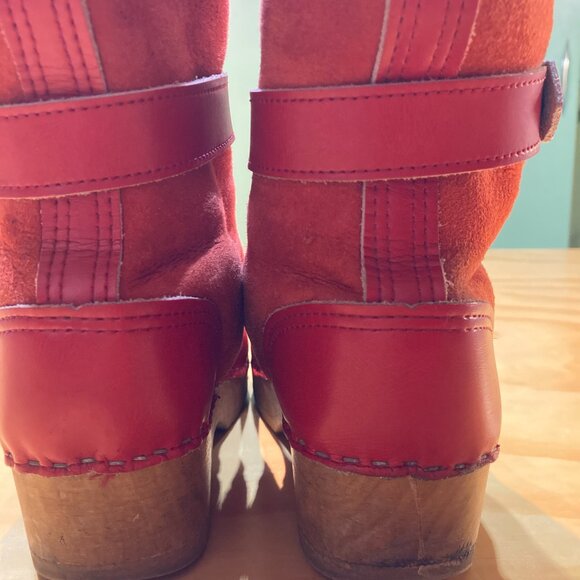 RARE Vintage RED SVEN No. 6 tall shearling clogs Size 39 - Picture 5 of 10